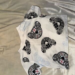 Burberry Kids White and Black Graphic T-Shirt